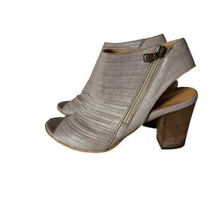 Fabianelli Open Toe Leather Ankle Booties Chunky Block Heel Women Size 37 US 6.5